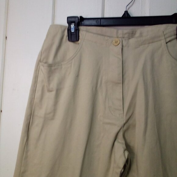 Bit & Bridle Capri Pants Women 10 High Waist Cowboy Boot Trim Tan Khaki - Picture 3 of 15